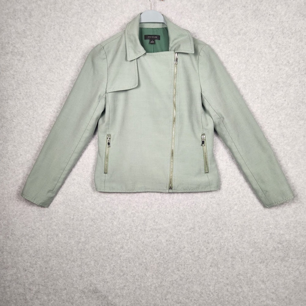 Ann Taylor Jacket Womens 0 Asymmetrical Zip Moto Lyocell Blend‎ Pockets
